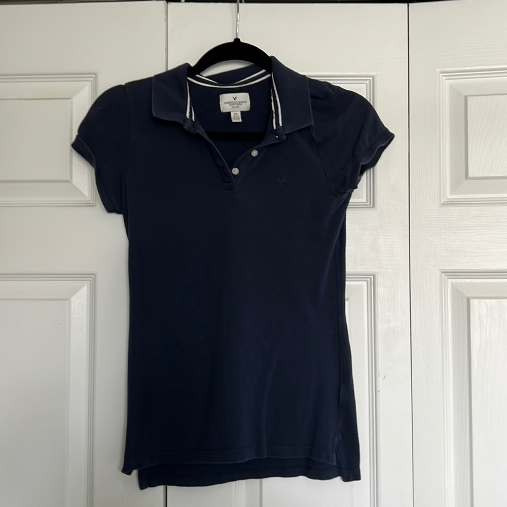 American Eagle collared navy blue shirt